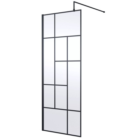 Nuie Black 800mm Abstract 8mm Wetroom Screen