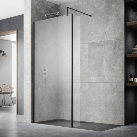 WRSCBP080 Nuie Black 800mm Wetroom Screen Lifestyle