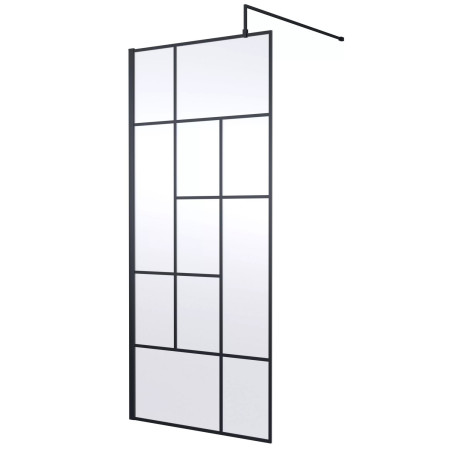 Nuie Black 900mm Abstract 8mm Wetroom Screen
