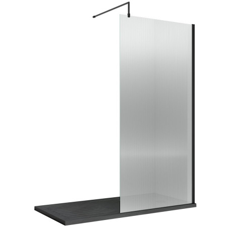 Nuie Black 900mm Fluted Wetroom Screen