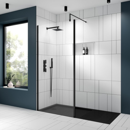 WRSCOBP76 Nuie Black Outer Frame 760mm Wetroom Screen Lifestyle