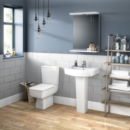 CBL010 Nuie Bliss 600mm 1TH Basin and Pedestal Side View