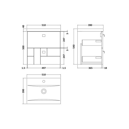 BLO105A Nuie Blocks 500mm White Wall Hung Unit (2)