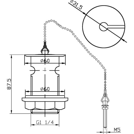 E303 Nuie Brass Plug and Chain Basin Waste (2)