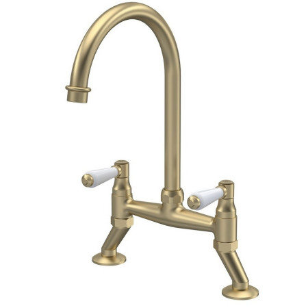 KB817 Nuie Bridge Sink Mixer with Lever Handles in Brushed Brass (1)