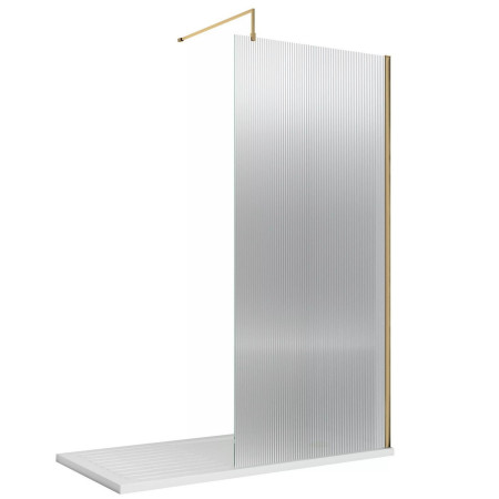 Nuie Brushed Brass 1000 x 1950mm Fluted Wetroom Screen
