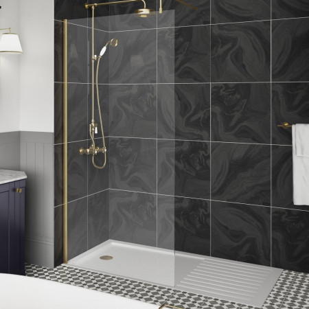 WRSCBB070 Nuie Brushed Brass 700mm Wetroom Screen without Side Panel