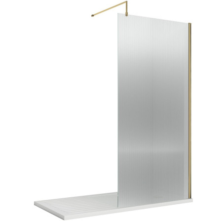 Nuie Brushed Brass 800mm Fluted Wetroom Screen