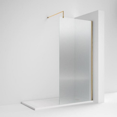 WRFL18580BB Nuie Brushed Brass 800mm Fluted Wetroom Screen