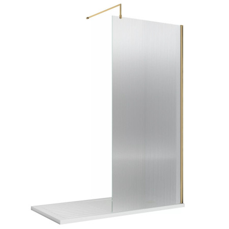 Nuie Brushed Brass 900 x 1950mm Fluted Wetroom Screen