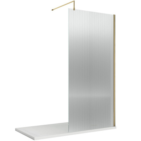 Nuie Brushed Brass 900mm Fluted Wetroom Screen