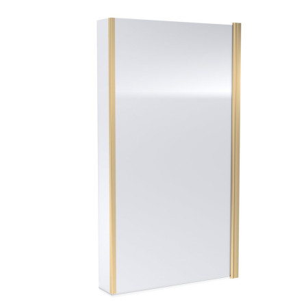 Nuie Brushed Brass L Shaped Hinged Bath Screen with Fixed Return