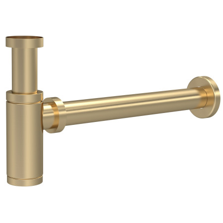 Nuie Brushed Brass Round Basin Bottle Trap with 300mm Extension Tube