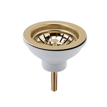 Nuie Brushed Brass Strainer Kitchen Sink Waste with Pull Out Basket