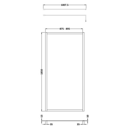 WRSCOBZ10 Nuie Brushed Bronze 1000mm Outer Frame Wetroom Screen Line Drawing
