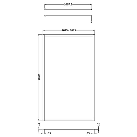 WRSCOBZ11 Nuie Brushed Bronze 1100mm Outer Frame Wetroom Screen Line Drawing