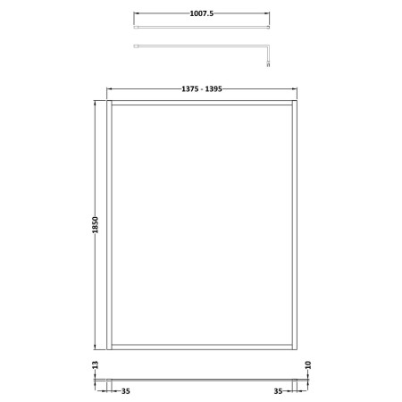 WRFBZ1814 Nuie Brushed Bronze 1400mm Full Outer Frame Wetroom Screen Line Drawing