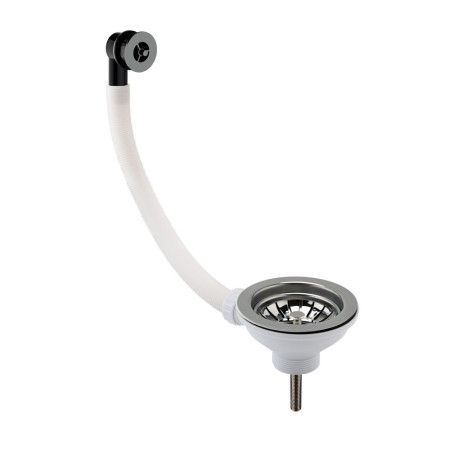 Nuie Brushed Nickel Basket Strainer Kitchen Waste with Round Overflow