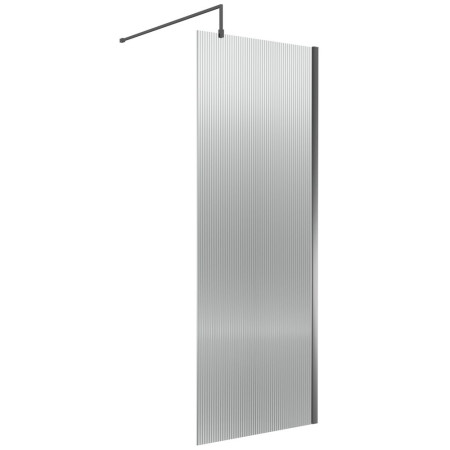 Nuie Brushed Pewter 800mm Fluted Wetroom Screen