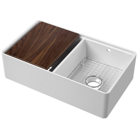 Nuie Butler 795 x 460mm Double Bowl Kitchen Sink with Chopping Board