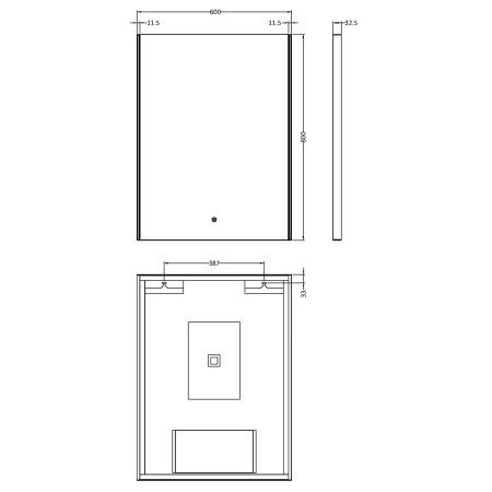 LQ604 Nuie Cepheus Ambient LED 800 x 600mm Touch Sensor Mirror Line Drawing