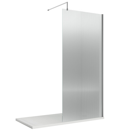 Nuie Chrome 800 x 1950mm Fluted Wetroom Screen