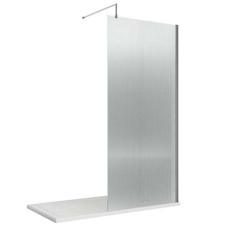 Nuie Chrome 900 x 1950mm Fluted Wetroom Screen