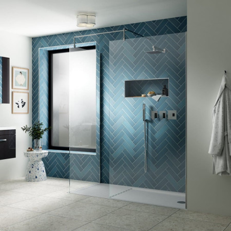 WRSC090 Nuie Chrome 900mm Wetroom Screen with Side Panel