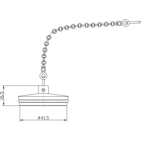 E315 Nuie Chrome Bath Plug and Chain Line Drawing