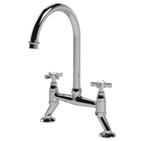Nuie Chrome Bridge Traditional Crosshead Kitchen Tap