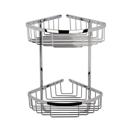 LL308 Nuie Chrome Large Two Tier Corner Shower Basket (1)