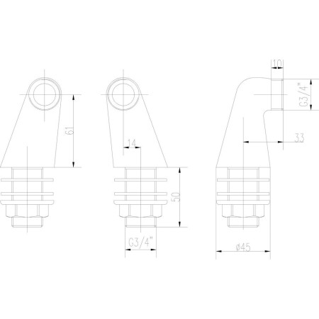 SX315 Nuie Chrome Round Inlet Legs Line Drawing