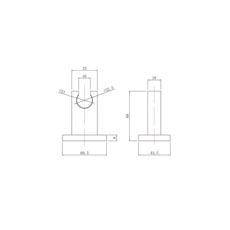 A3794 Nuie Chrome Square Wall Bracket Line Drawing