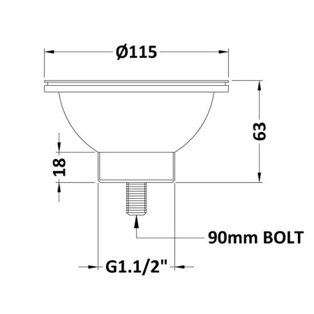 FW313 Nuie Chrome Strainer Kitchen Sink Waste with Pull Out Basket Line Drawing