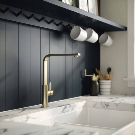 KCH805SL Nuie Churni Mono Single Lever Kitchen Tap in Brushed Brass (3)