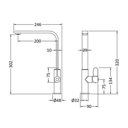 KCH305SL Nuie Churni Mono Single Lever Kitchen Tap in Chrome (2)