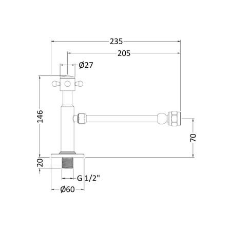 FA315 Nuie Cistern Cut Off Valve Line Drawing