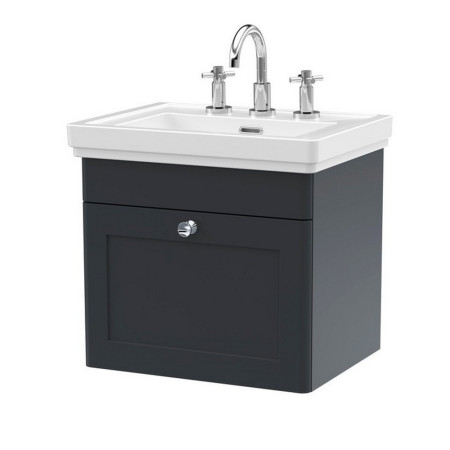 CLC1491B Nuie Classique 500mm Satin Anthracite Wall Hung 3TH Vanity Unit (1)
