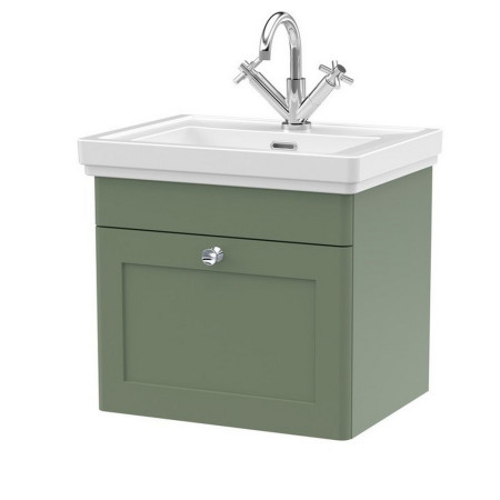 Nuie Classique 500mm Satin Green Wall Hung 1TH Vanity Unit