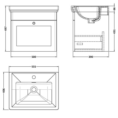 CLC891A Nuie Classique 500mm Satin Green Wall Hung 1TH Vanity Unit (2)