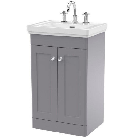 Nuie Classique 500mm Satin Grey Floorstanding 3TH Vanity Unit