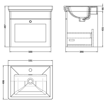 CLC291A Nuie Classique 500mm Satin Grey Wall Hung 1TH Vanity Unit (2)