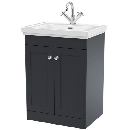 Nuie Classique 600mm Satin Anthracite Floorstanding 1TH Vanity Unit
