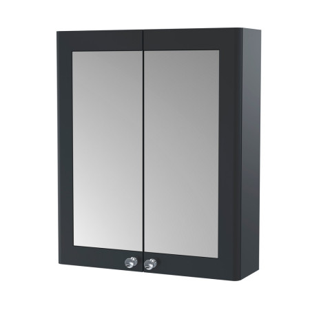 Nuie Classique 600mm Satin Anthracite Two Door Mirror Cabinet