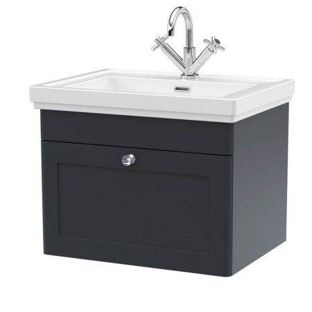 Nuie Classique 600mm Satin Anthracite Wall Hung 1TH Vanity Unit