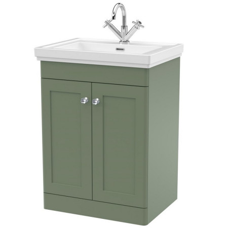 Nuie Classique 600mm Satin Green Floorstanding 1TH Vanity Unit