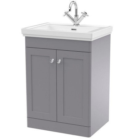 Nuie Classique 600mm Satin Grey Floorstanding 1TH Vanity Unit