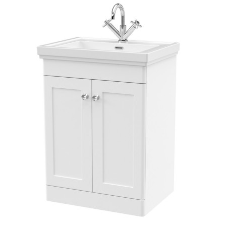 Nuie Classique 600mm Satin White Floorstanding 1TH Vanity Unit