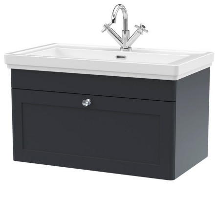 Nuie Classique 800mm Satin Anthracite Wall Hung 1TH Vanity Unit