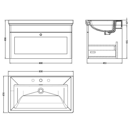 CLC1496B Nuie Classique 800mm Satin Anthracite Wall Hung 3TH Vanity Unit (2)